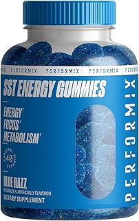 PERFORMIX SST Energy Gummies - Blue Razz, 40 Gummies - Bite-Size Gummy - Energy, Focus, and Metabolism Dietary Supplement - 100mg of Caffeine (for 5 Gummies)