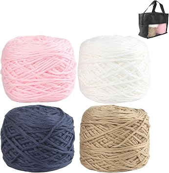4 PCS 4 Colours Knitting Yarn Set 16 Strand Coarse Wool Yarn Soft and Comfortable for Scarf Hats Socks Toys Warm Comfortable Cotton Material Colour 5