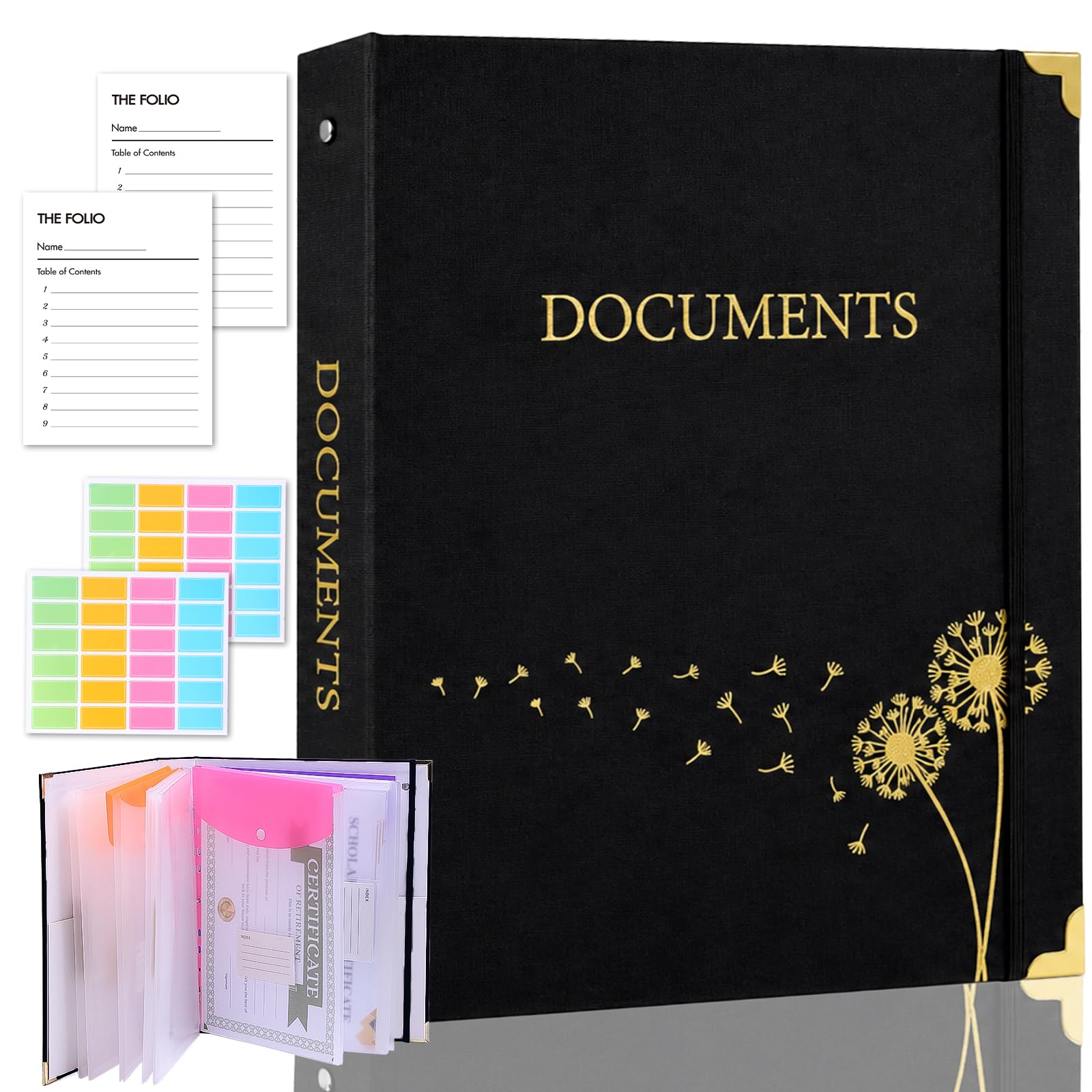 XKDOUS Important Document Organizer 3 Ring Linen Binders Folio File Folders