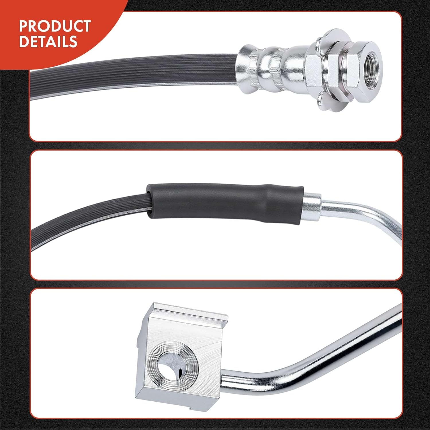 A-Premium Front Driver and Passenger Side Brake Hydraulic Hose Compatible with Ford Models - F-150 F150 Bronco 1980-1989, F-250 F250 1980-1985, F-100 F100 1980-1983, Pack of 2