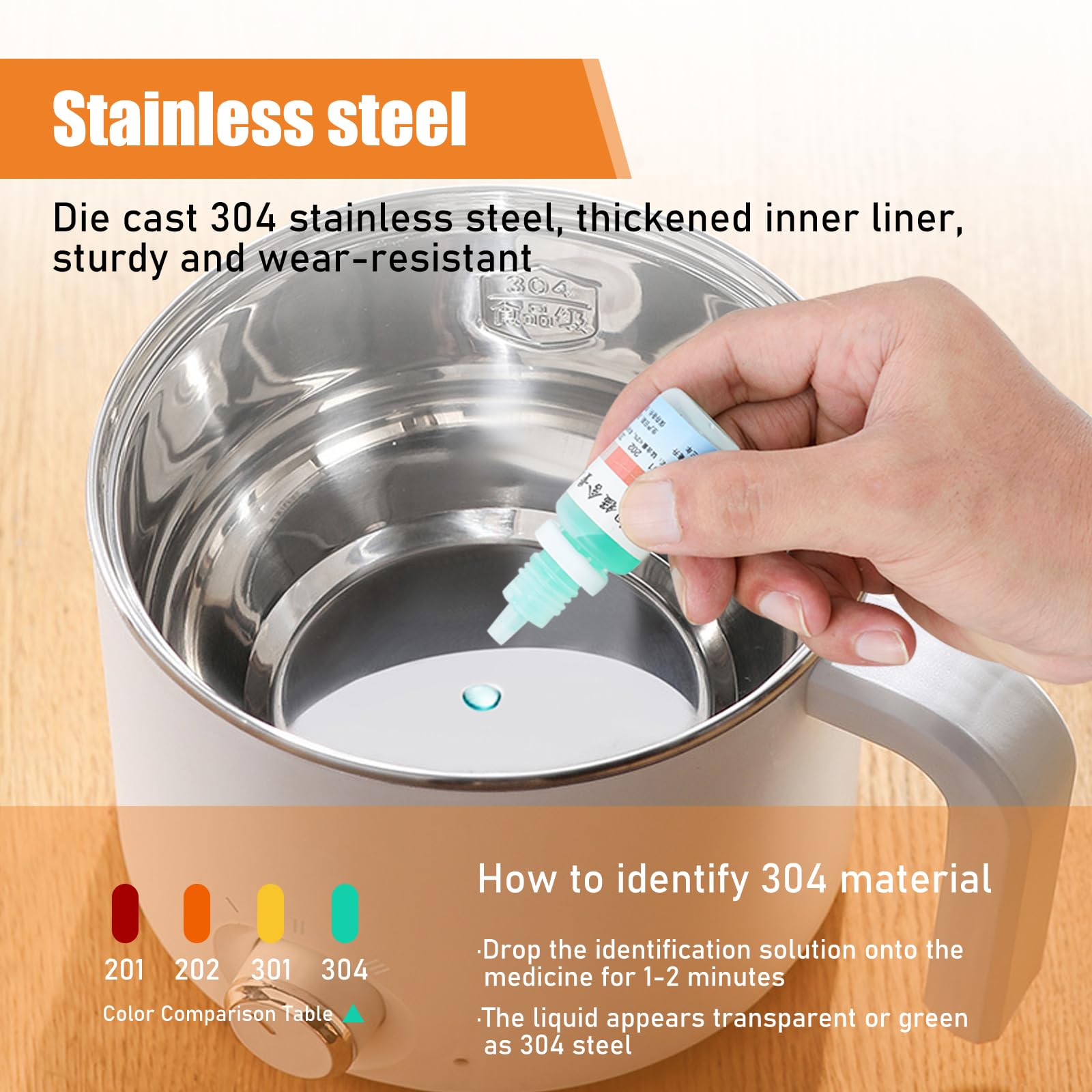 Hot Pot électrique de 1,7 l avec cuiseur vapeur, poêle électrique portable, mini casserole antiadhésive, multi-usages avec deux niveaux de puissance réglables, pour la maison, le bureau, le dortoir