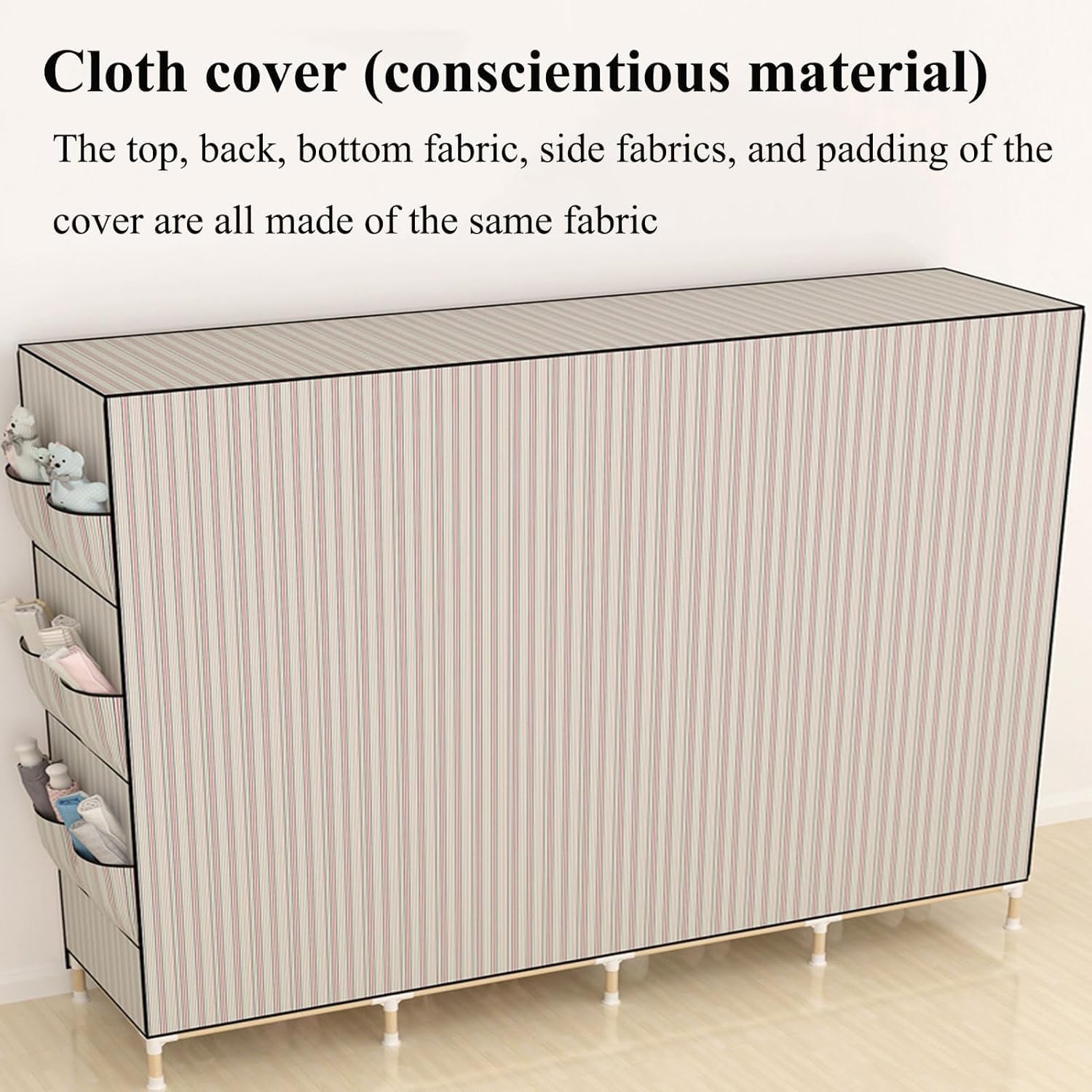 BKEKM Closets Wardrobe Storage Closet Wardrobe Fabric Wardrobe Closet Wooden Frame Storage Closet Temporary Closet Clothes Organizer Spacious