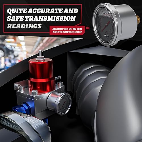 Miniatura 6 de Kit regulador de presión de combustible EFI con retorno de derivación 0-100 psi, medidor de presión, conectores de manguera de línea de combustible