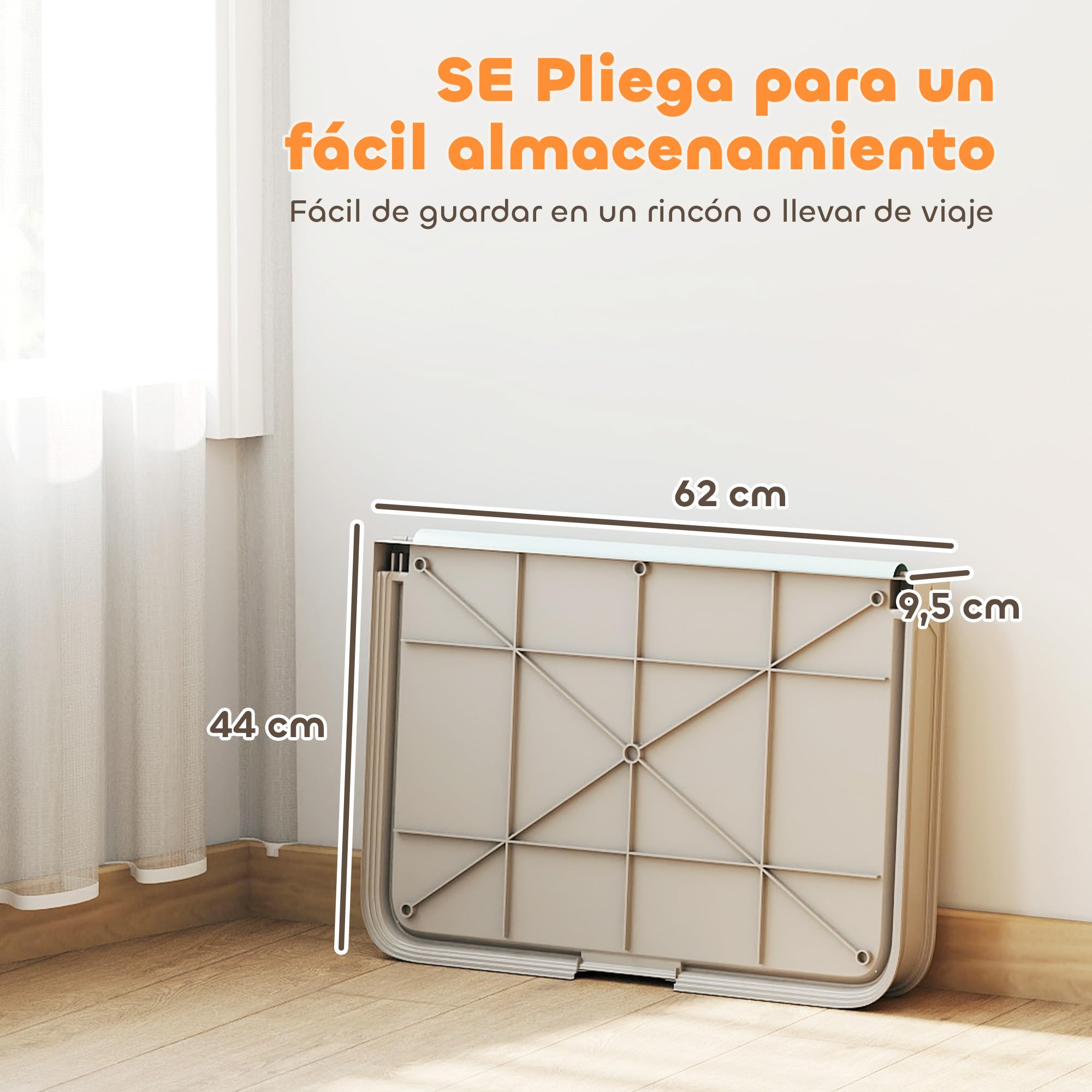 PawHut Toilette Pieghevole per Cani, 86x62 cm, vaschetta igienica per Cani per l'addestramento, con 3 tappetini, Piedini Antiscivolo e Facile da Pulire, Grigia