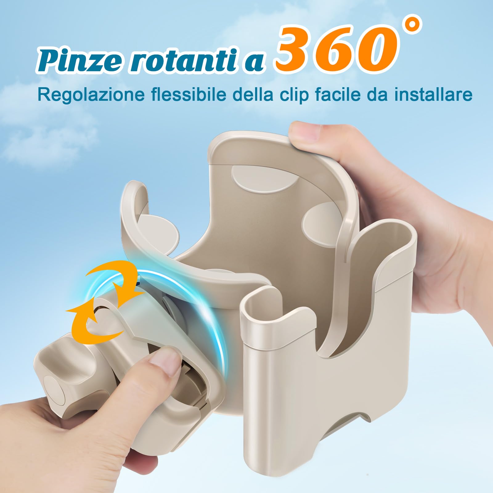 Portabicchieri per Passeggino,Guiseapue Portabicchieri Universale per Passeggino Portabicchieri Universale Regolabile portabottiglie Bici per passeggino bicicletta sedia a rotelle e moto (Beige)