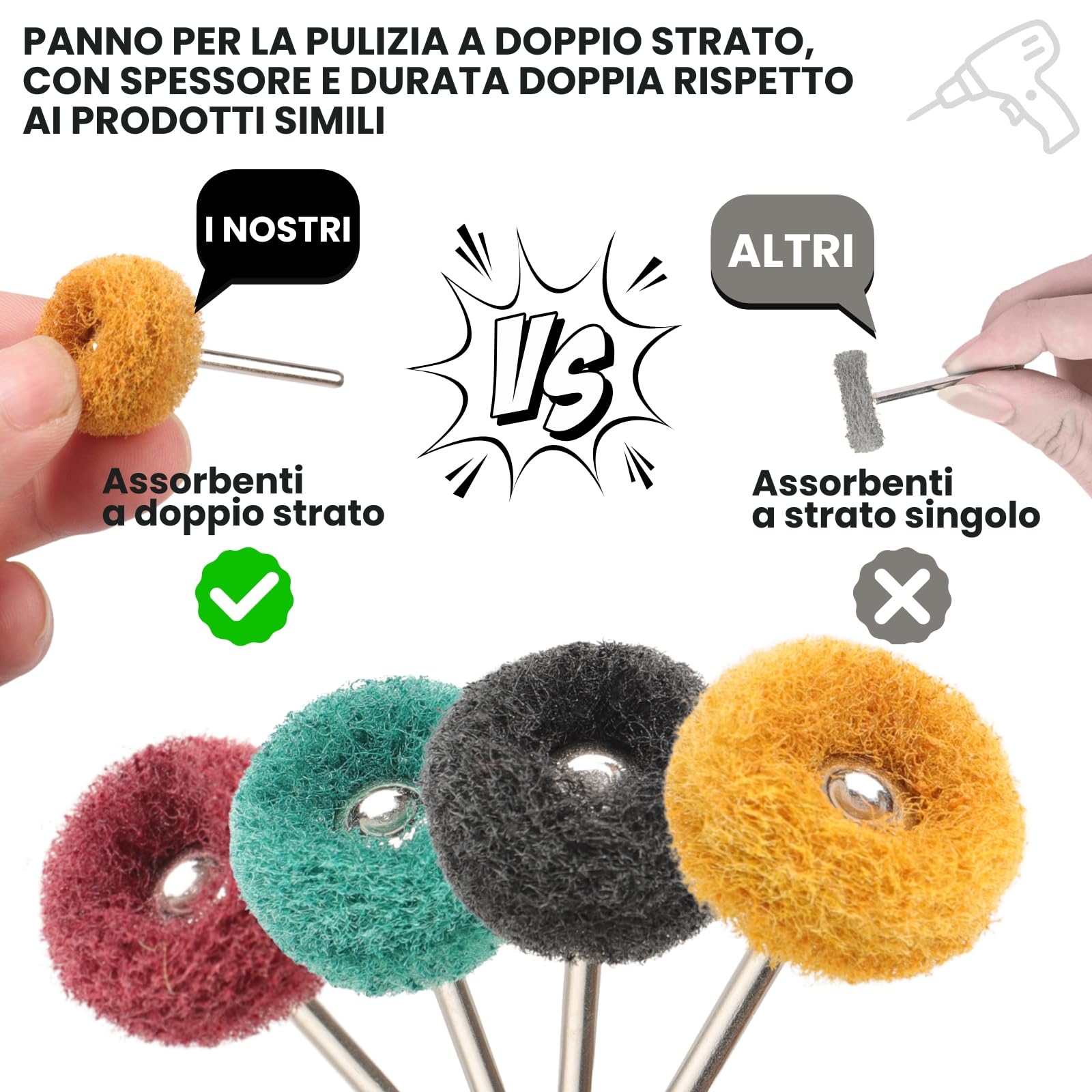 120 Pezzi Disco per Lucidatura Con Mola Da 25mm, Grana 80/150/240/400, Gambo da 3 mm Per Utensili Rotanti Dremel