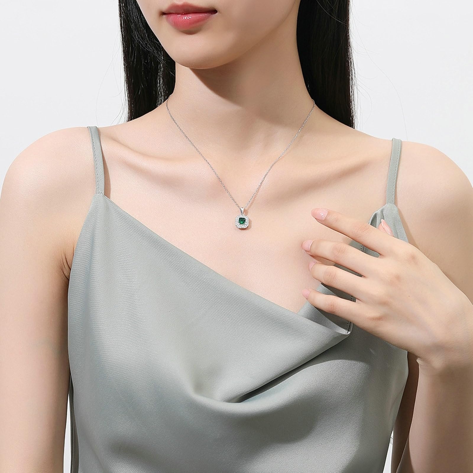 Collar de oro de 9 quilates para mujer con topacio y moissanita, joyería geométrica de oro para mujer