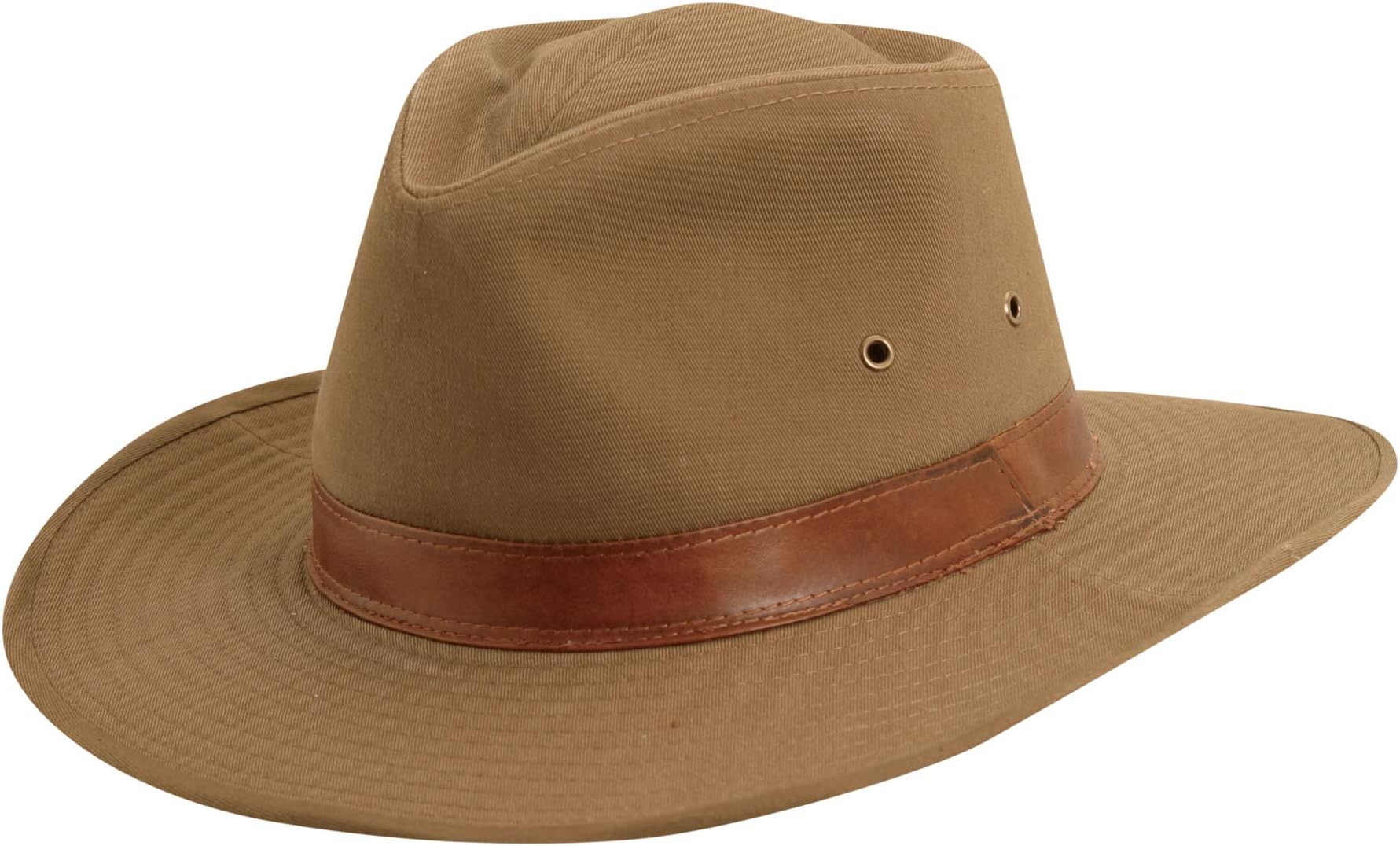 Dorfman Hat Co. - Saguaro -Men’s Twill Outback Hat -Garment Washed Twill -Faux Leather Band - UPF 50+