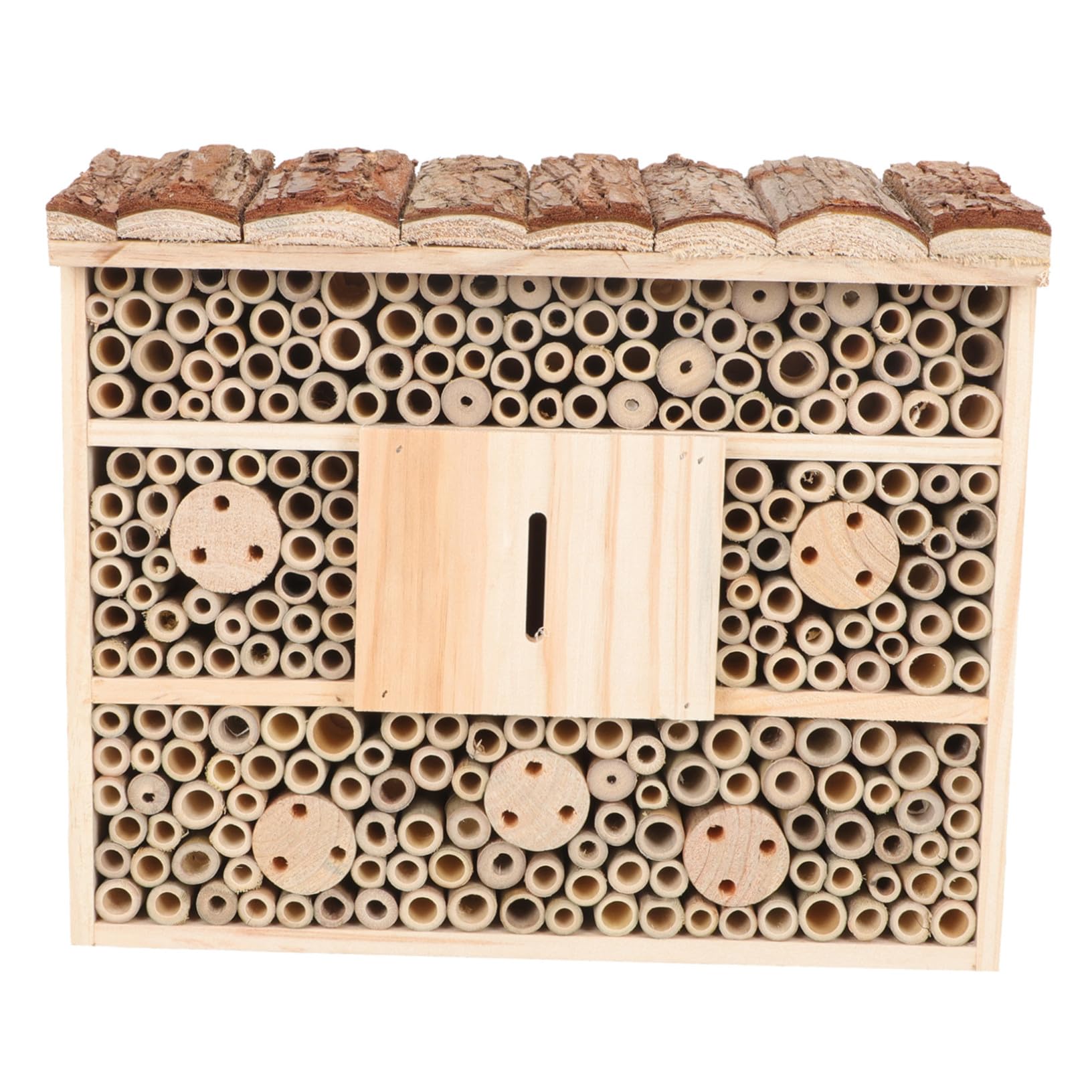 ORFOFE Hotel per Insetti in Legno Casa di Legno Beige da Giardino, Supporto Nidificazione e Attrazione Insetti Utili