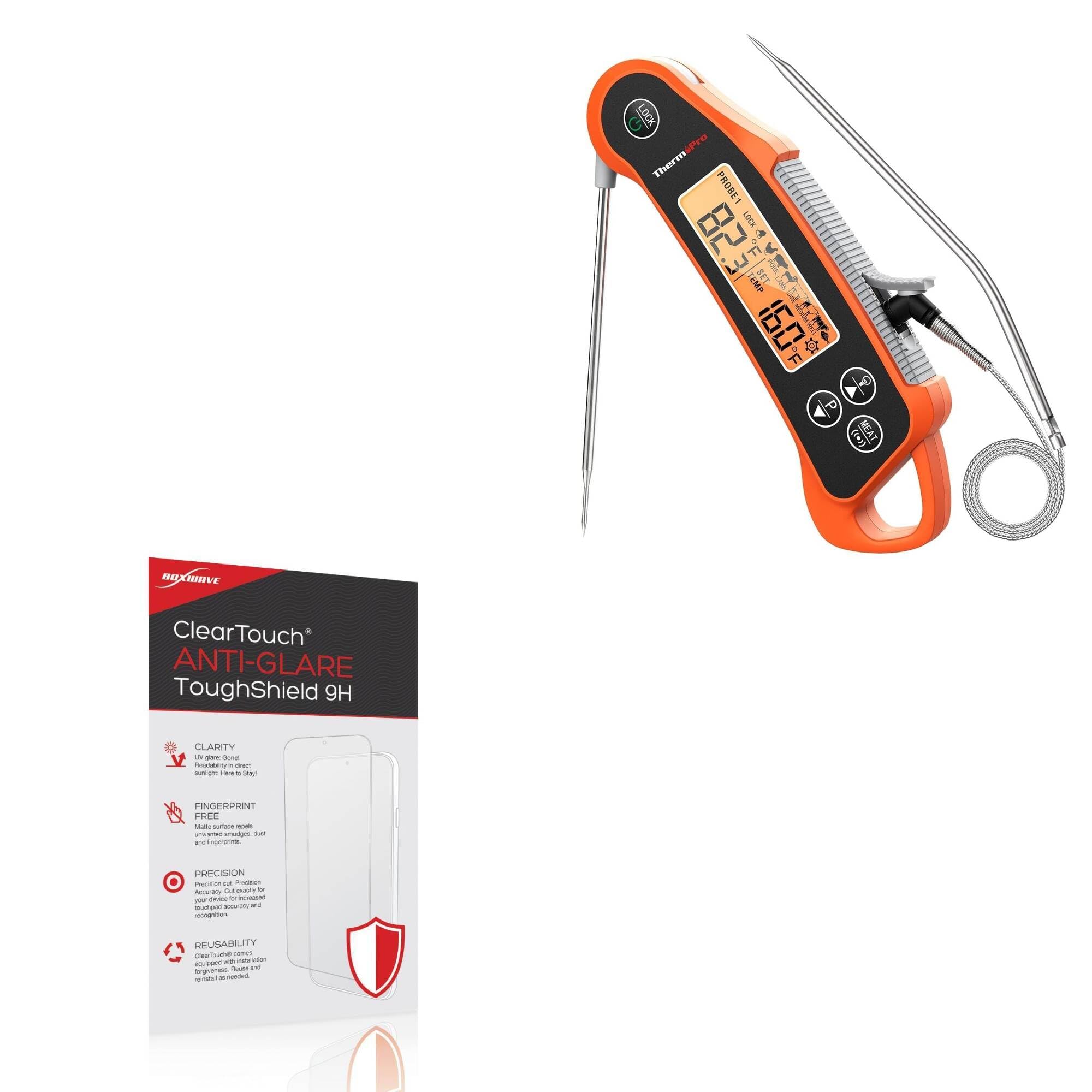 BoxWave Screen Protector Compatible with ThermoPro TP710 - ClearTouch Anti-Glare ToughShield 9H (2-Pack), Anti-Glare 9H Tough Flexible Film Screen Protector