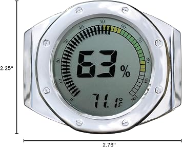 Prestige Import Group Distinctive Watch Style Bezel & Case Thermometer Hygrometer for Humidity & Temperature Monitoring with Digital LCD Display Gauge - Silver