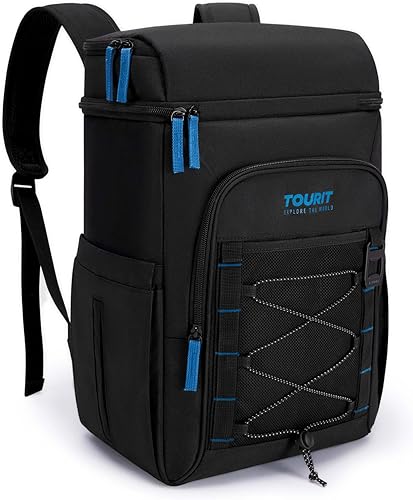 TOURIT Mochila enfriadora aislada a prueba de fugas, 30 latas, 2 compartimentos aislados gruesos, bolsa térmica, impermeable, ligera, playa, viajes,