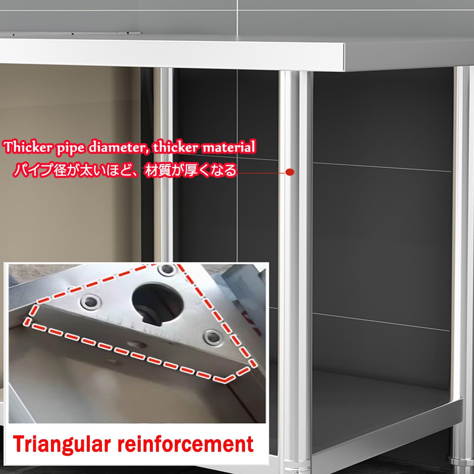 Mesas de preparación, Mesa de preparación alimentos acero inoxidable, fácil limpiar(180 * 40 * 80cm/71 * 15.7 * 31.5in)