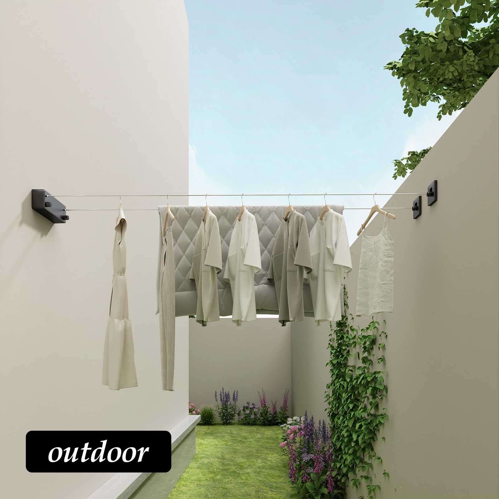 Danpoo Retractable Washing Line, Double 4.2 m Stainless Steel Clothes Lines Heavy Duty Indoor/Outdoor - Image 4