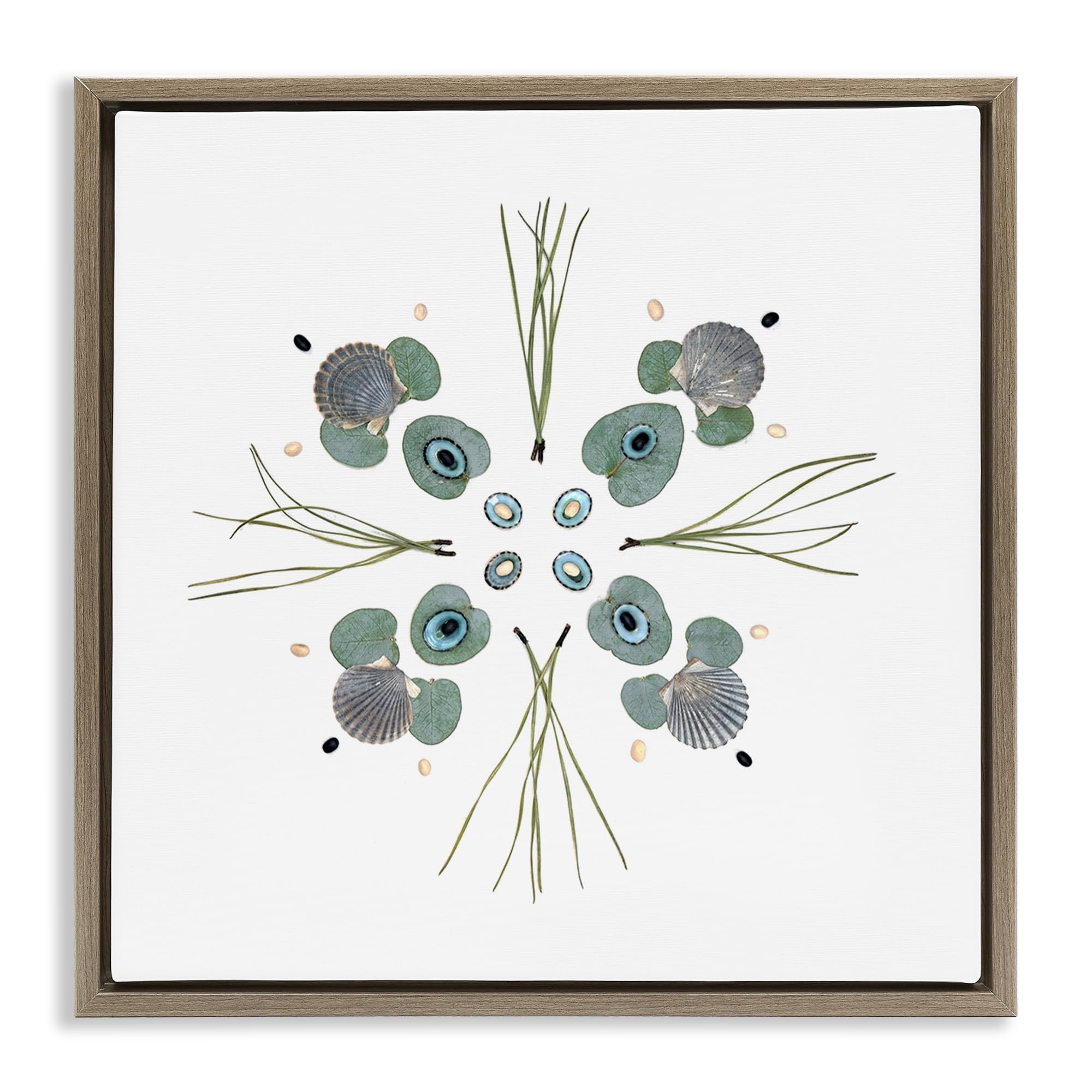 Stupell Industries Montalcino Elm (Textured) Seashell Leaf Symmetry Botanical, 24 X 24 Inch Canvas In Floater Frame