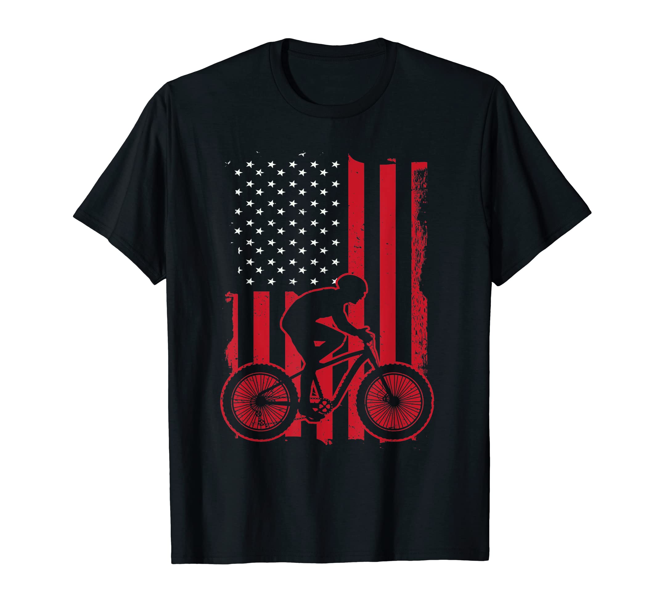 Patriotic Snow Bike Off Road Bike Fat Biking GearAmerican Flag Fatbike Rider Fat Bike Tire Offroad Biking T-Shirt