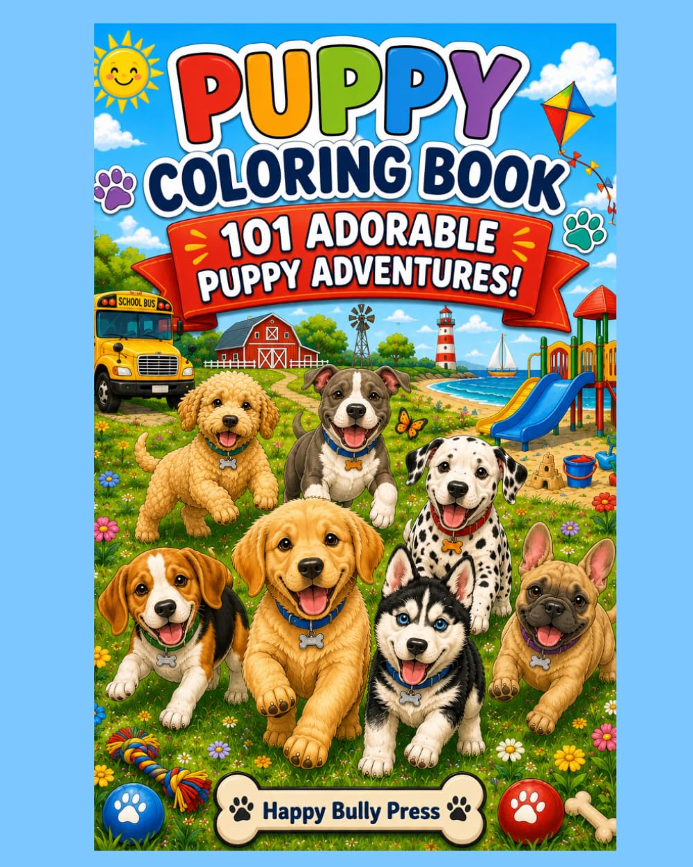 Puppy Coloring Book: 101 Adorable Puppy Adventures