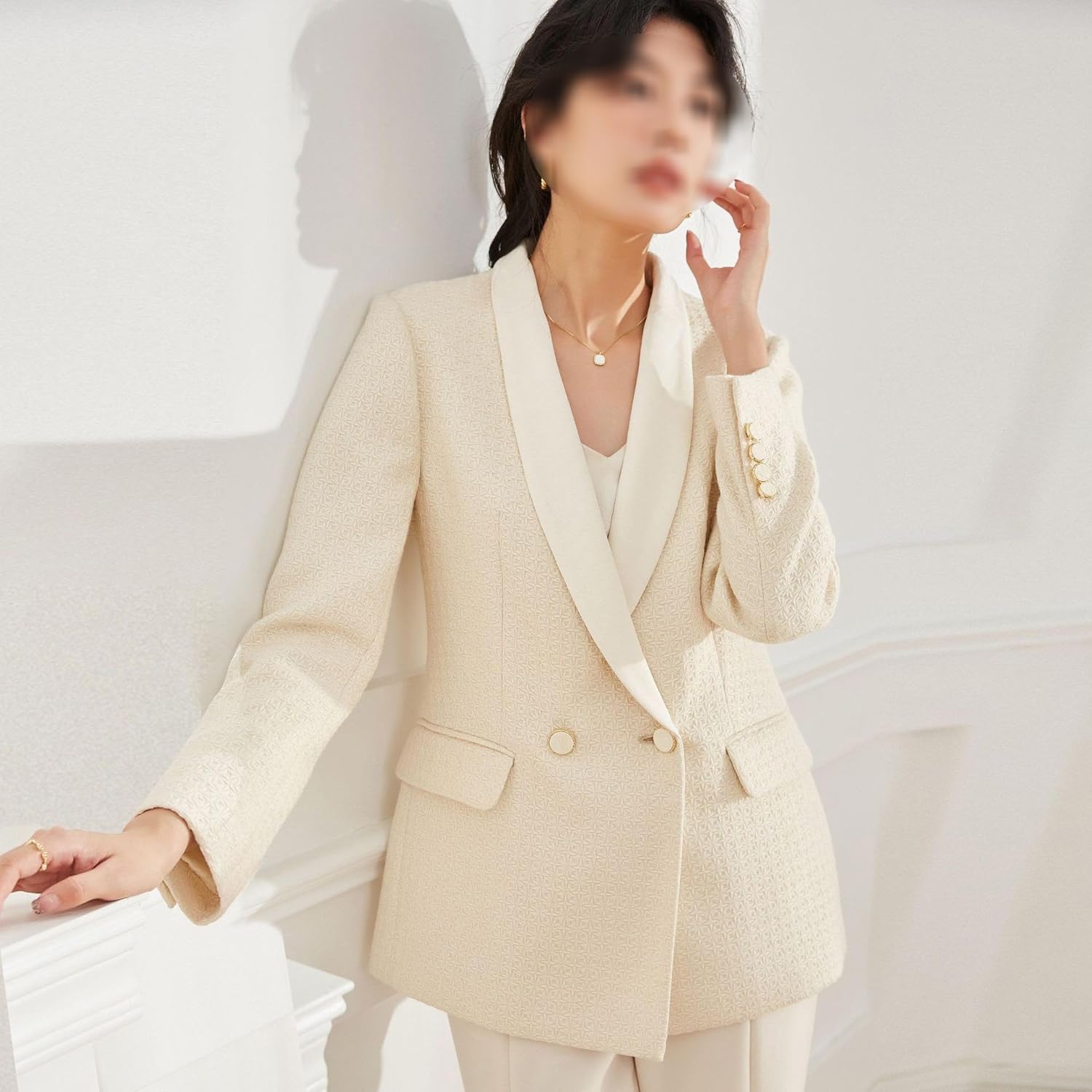 Women's Stylish Weaving Elegant Suit Suit Jacket White Jacket OL Coat Jacket Fall Outerwear