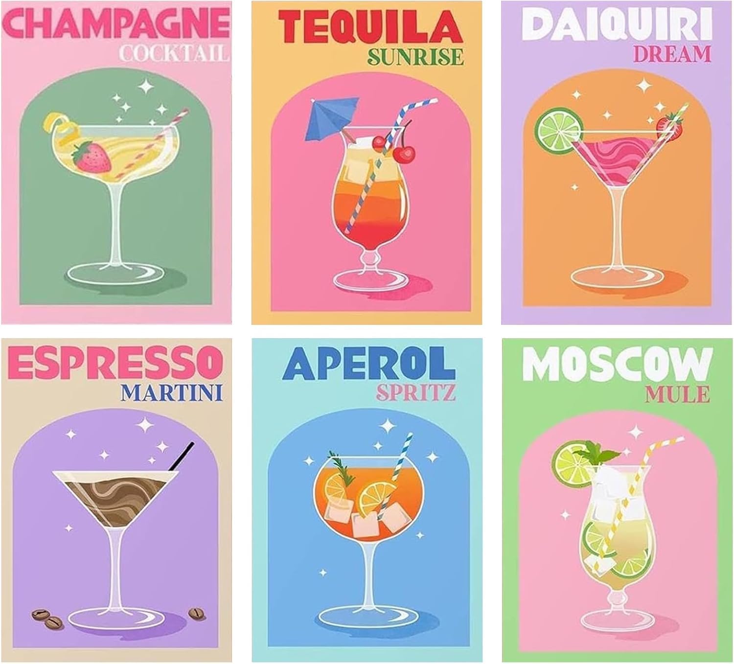 Ycydilirab 6 Pack Cocktail Diamond Painting Kits