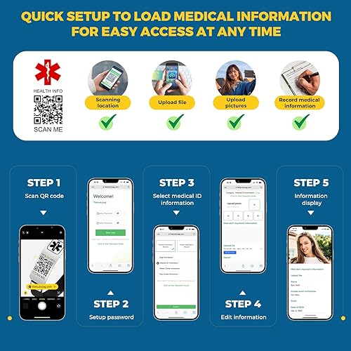 Miniatura 5 de Pulseras médicas para hombres y mujeres con código QR, pulseras de identificación de alerta médica, pulsera deportiva para niños y niñas, pulsera