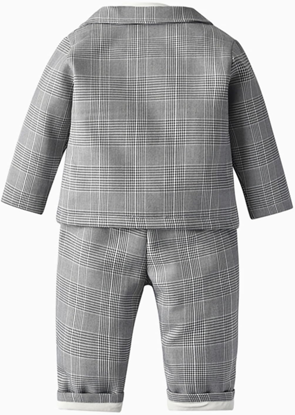 Ulnomio Boys' Houndstooth Blazer Single Breasted Suit Jacket Peak Lapel Daily Dinner Coat