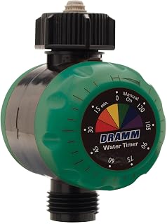 Dramm ColorStorm Mechanical Hose Timer - Automatic Shutoff, 120-Min Run Time, Battery-Free for Garden Lawn Drip Soaker Hoses, Green