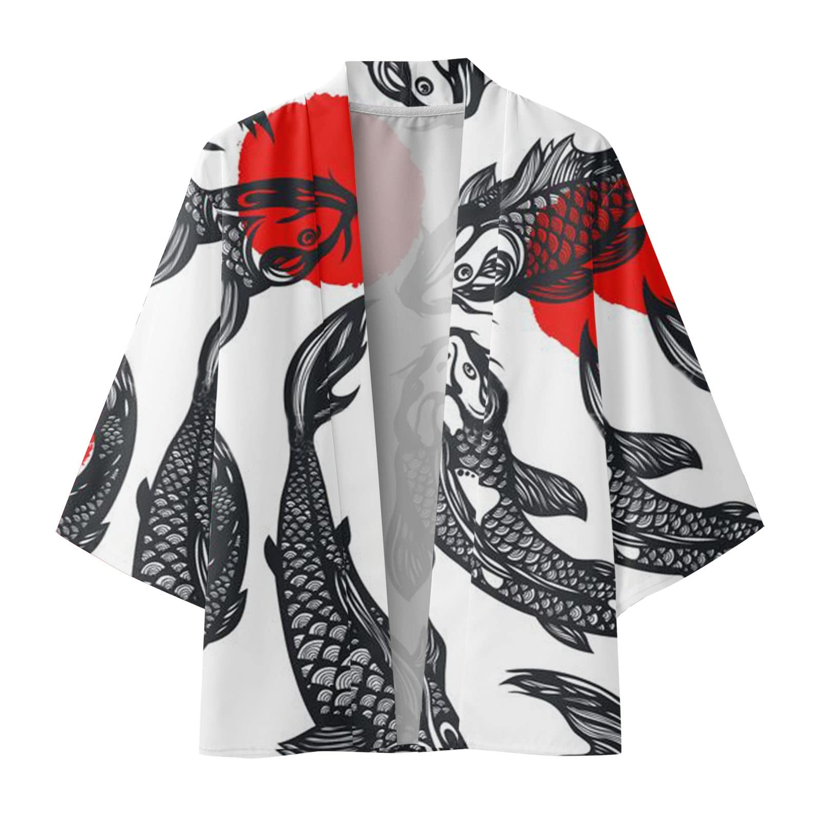 DuohropkeHappi Kimono Haori Nightwear Jacket Men Women Yukata Plain Coat Lightweight Cardigans Unisex Loose Blouse Loose Jacket Dress