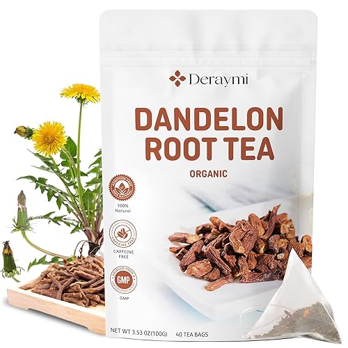 Bolsas de té de raíz de diente de león, 0.09 oz x 40 bolsitas de té de raíz de diente de león tostado, té de hierbas desintoxicante sin OMG sin