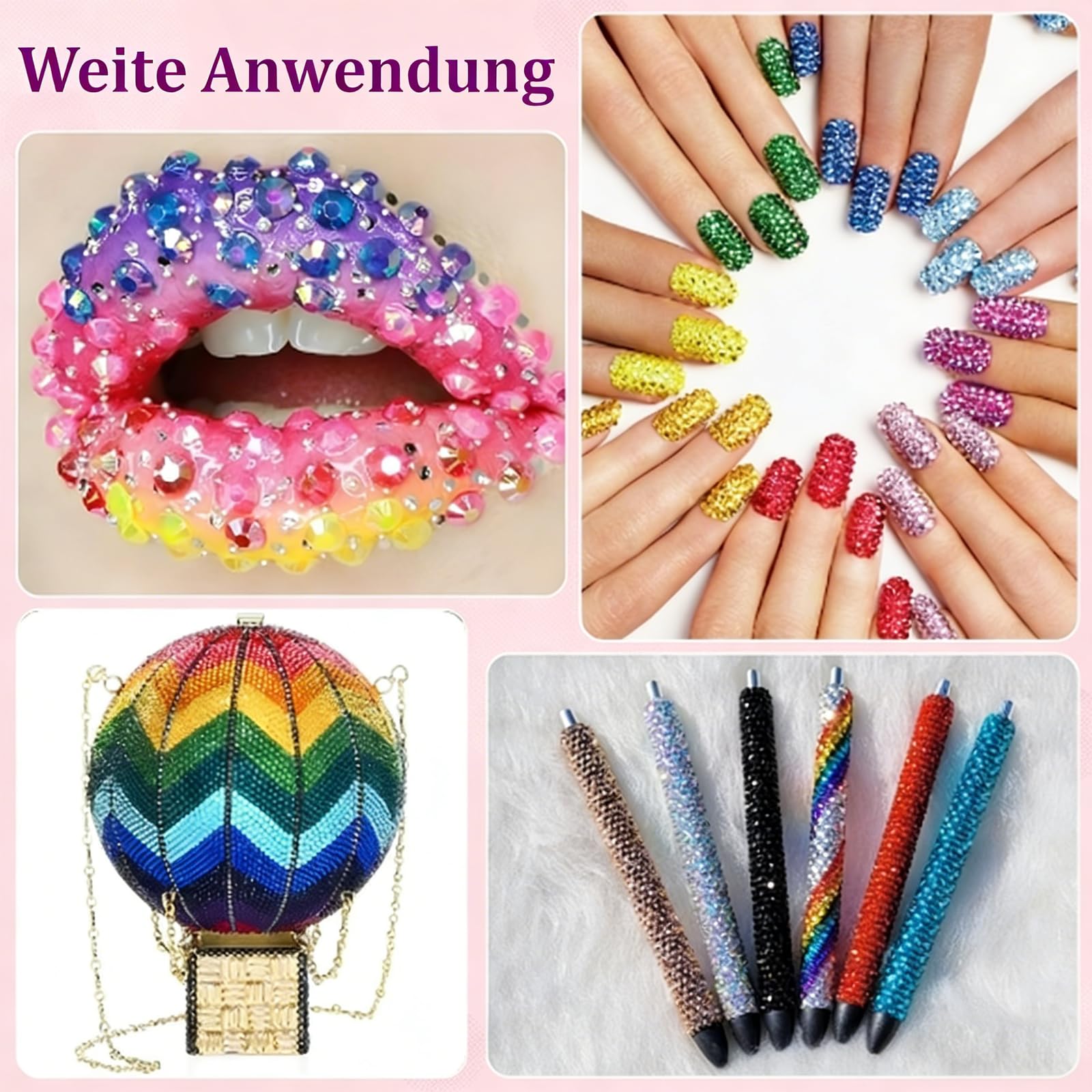 Bedazzling Lot de 20 000 pierres à paillettes, 24 couleurs, avec colle, pour ongles, breloques et travaux manuels, pierres à paillettes, pour bricolage, décoration DIY