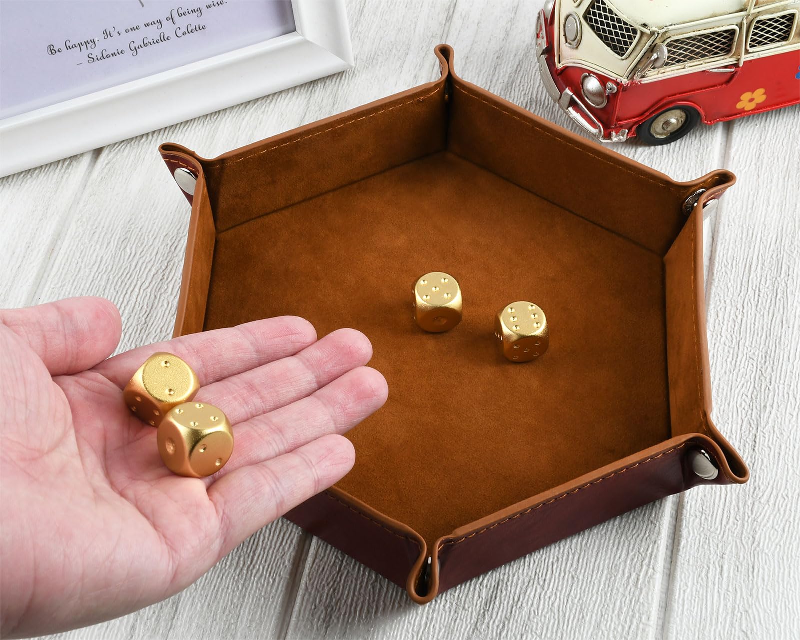 ds. distinctive style Dice Holder Leather DND Dice Case Foldable Dice Tray Dungeons and Dragons Storage Tray for Tabletop Game - Image 4