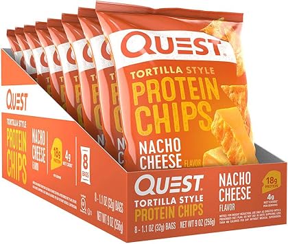 Tortilla Style Protein Chips - 19g Protein - Nacho Cheese 8 Bags