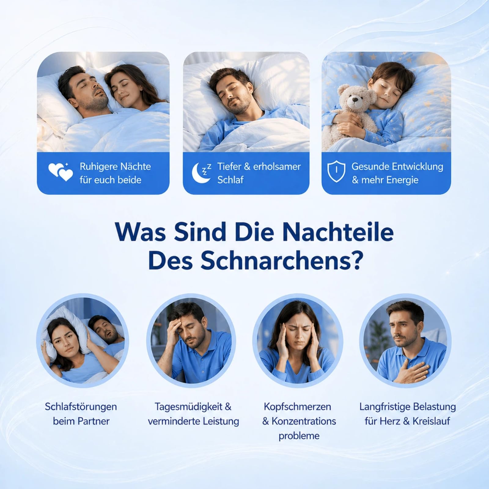 Schnarchstopper Anti Schnarch, Schnarchschiene gegen Schnarchen, Reduziert Zähneknirschen, Verbessert den Schlaf für Männer und Frauen (Blau)
