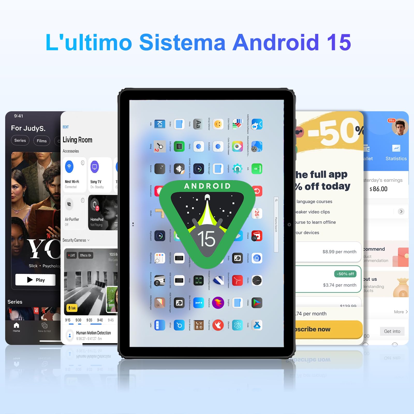 MAXLEGEN Tablet Android 15, 11 Pollici 2K IPS, 36GB+256GB/1TB TF, Octa-Core 90Hz, 5G WiFi, 8580mAh, 13MP, GPS, Tastiera/Mouse/Penna/Auricolare/Case Inclusa