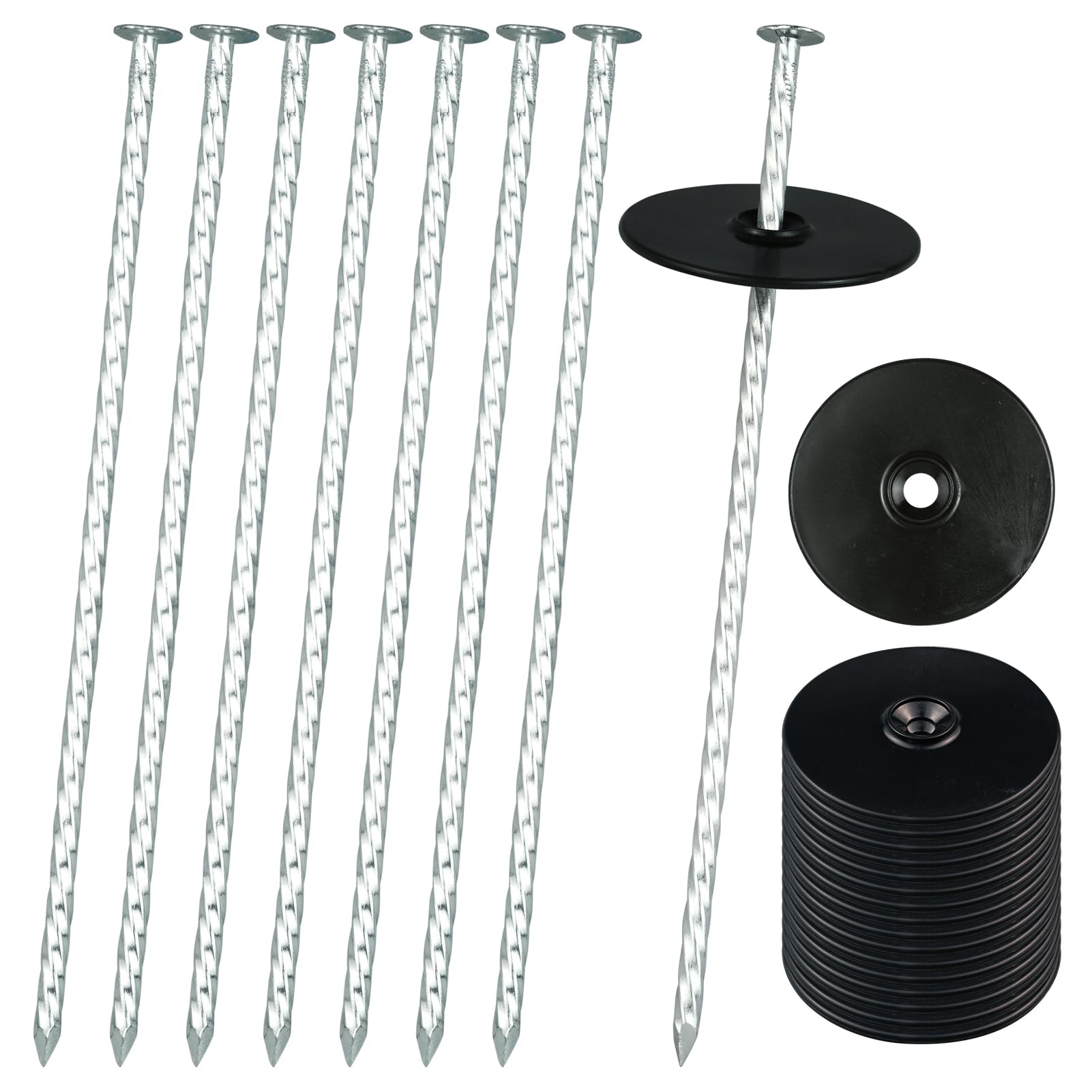 Lot de 50 piquets de 20 cm avec rondelles pour toile de jardin