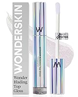 Vista 10 de Wonderskin Brillo de labios Blading Top Gloss, maquillaje de labios hidratante y de acabado de alto brillo (purpurina azul)