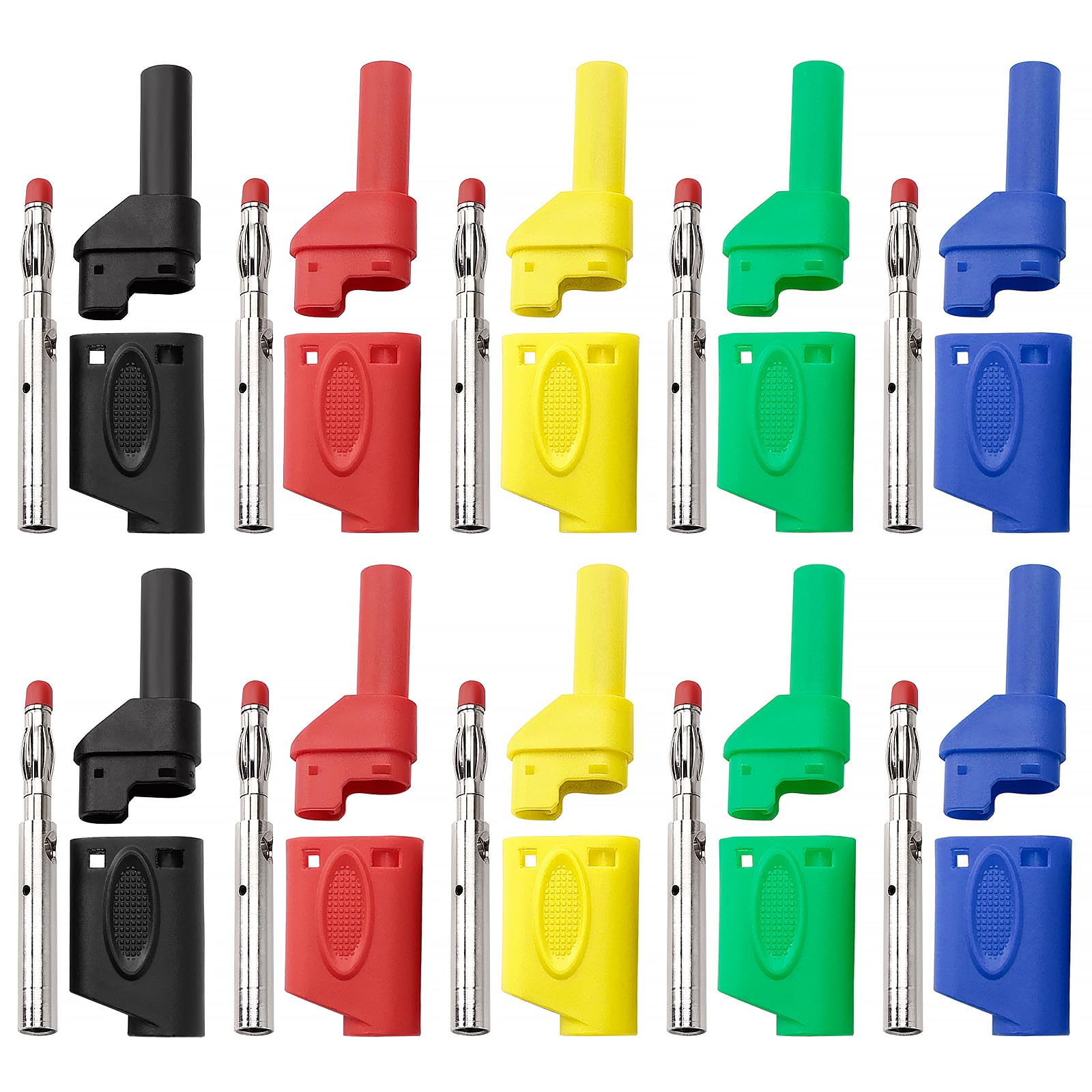 Connettori a Banana Impilabili da 4 mm, Isolati, 10 Pezzi, 5 Colori, per Multimetro e Sonde