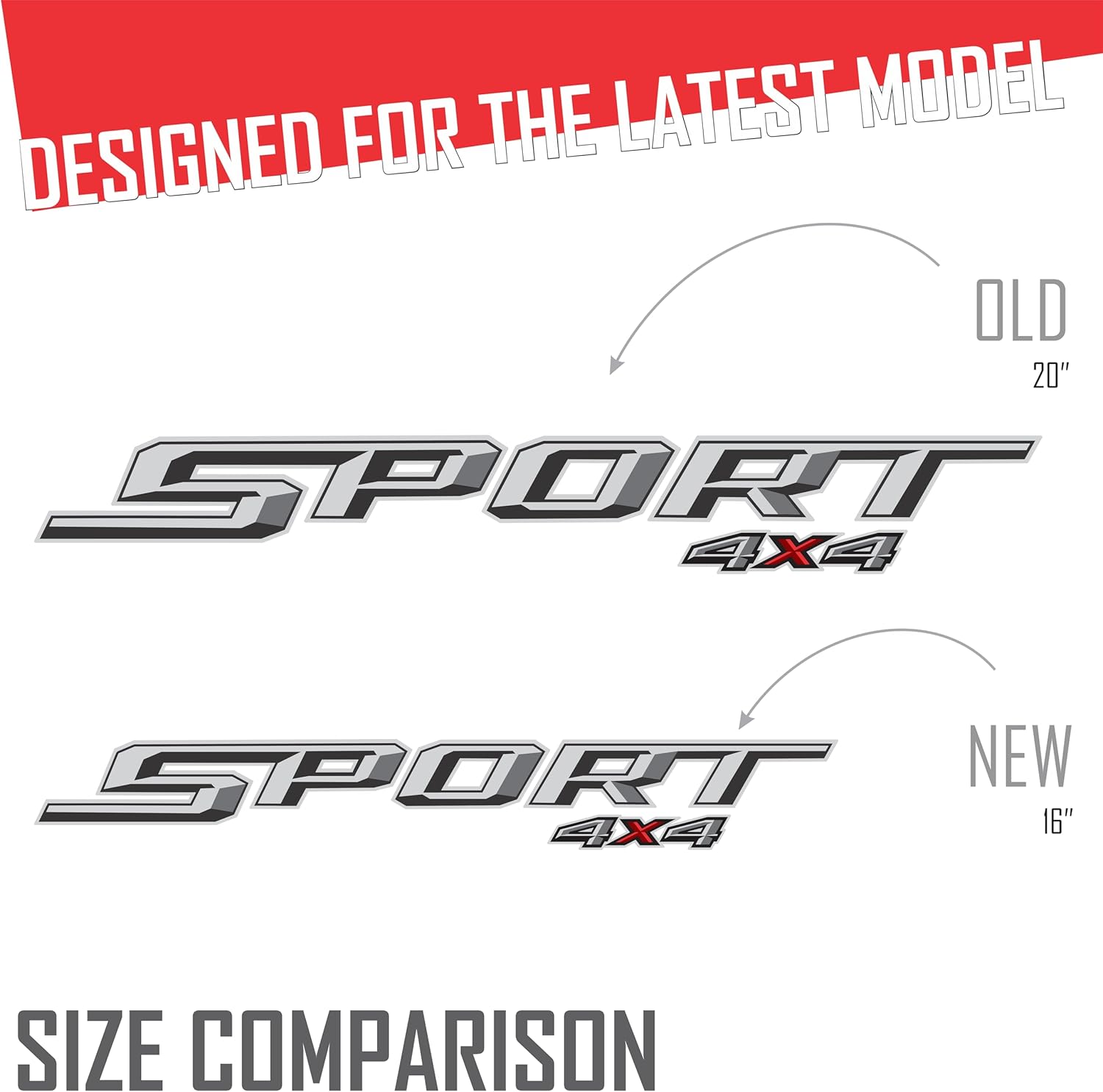 GOLD HOOK Sport 4x4 Decals Compatible with Ford F-150 XLT - Premium Series - Gray Metallic Finish - Set of 2
