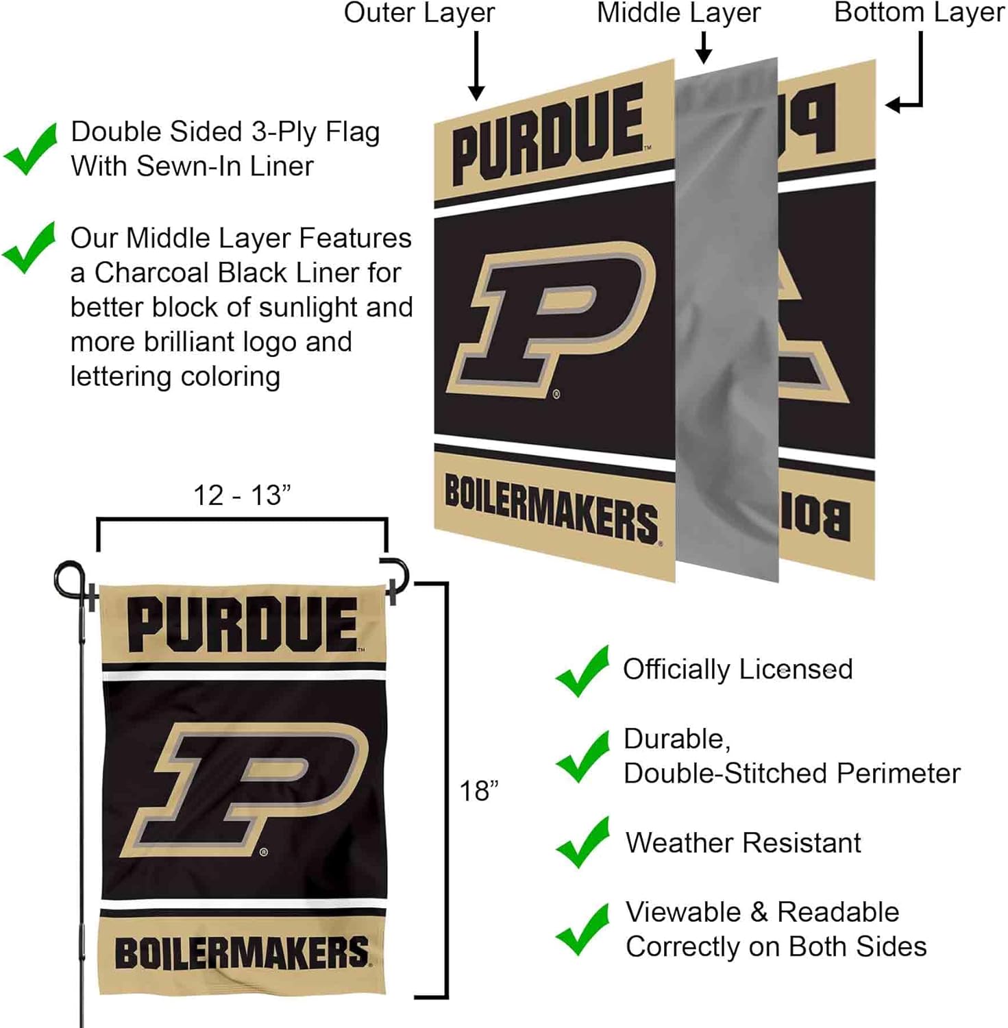 College Flags & Banners Co. Purdue Boilermakers Garden Flag - Image 6