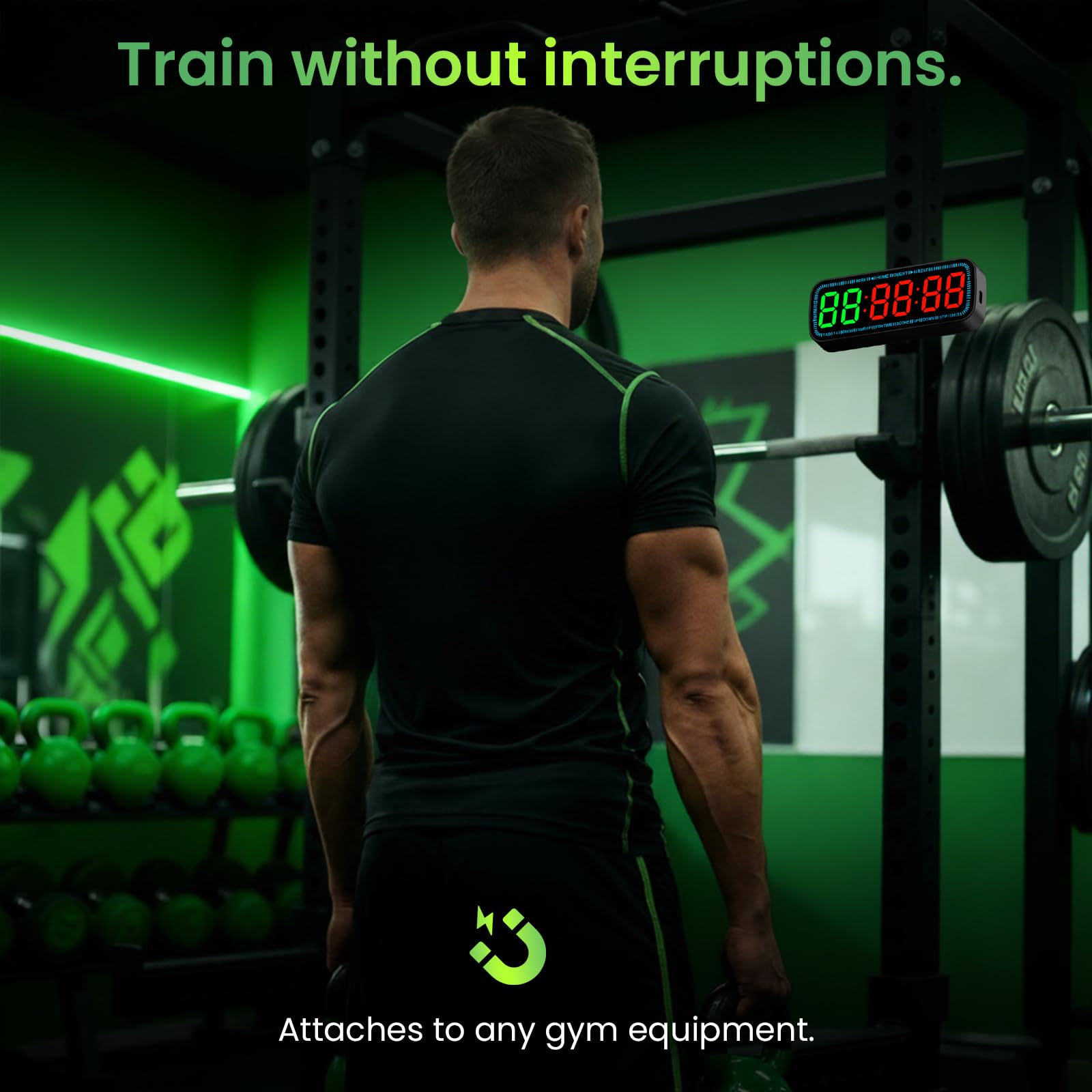 Fitness-Timer, Bluetooth, App-gesteuert, magnetisch, Workout-Intervall-Timer, Zuhause, große LED-Digitalanzeige, Countdown-Uhr für Score Crossfit, Tabata, HIIT, EMOM, Boxen