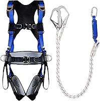 NewDoar Full Body Fall Protection Harness - ANSI/OSHA Compliant Roofing Kit with 4 Quick Buckles & Shock-Absorbing Y Lanyard