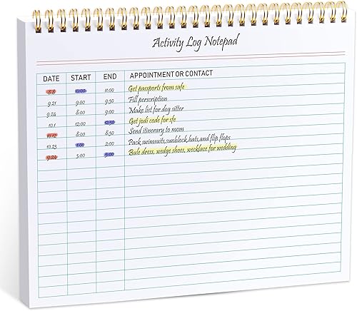 Miniatura 7 de Bloc de notas de registro de actividades, libro de registro de actividades en espiral para trabajo empresarial con lista de verificación,