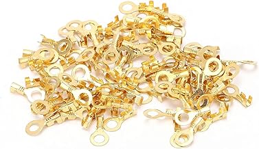 Telituny Lug Ring Terminal 100pcs Brass Ring Terminal Ring Terminals Cold Pressed Brass Crimp Connector for Electrical Components M5 Battery Cable 5.2