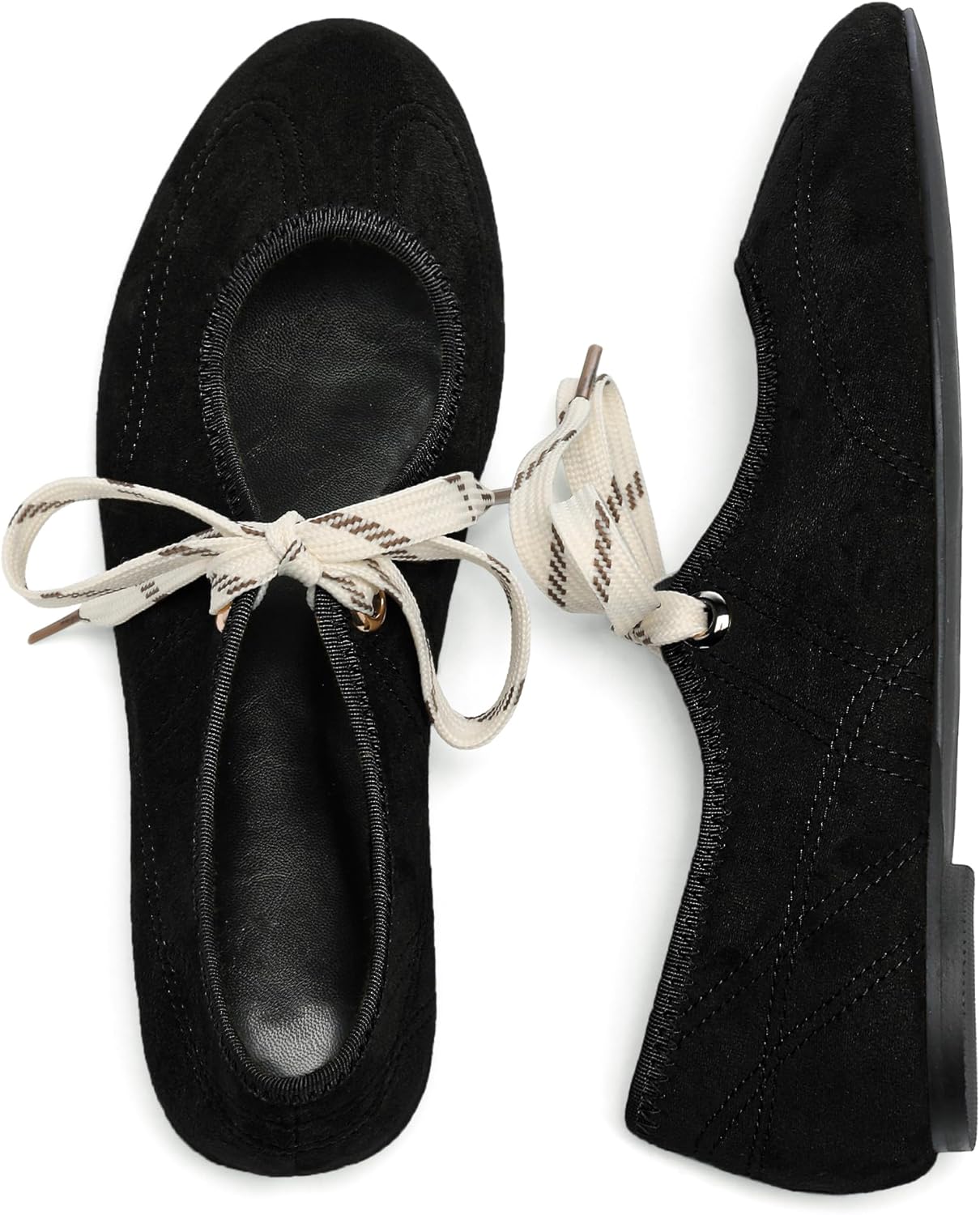 Lace up Round Toe Ballet Flats for Women Cute Slip on Soft Mary Jane Flats Casual Ballerina Shoes - Image 5