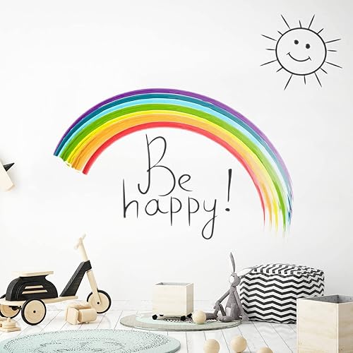 Miniatura 1 de Calcomanías de pared de arco iris bohemias decoración de pared de arco iris calcomanías de pared de acuarela para dormitorio y guardería