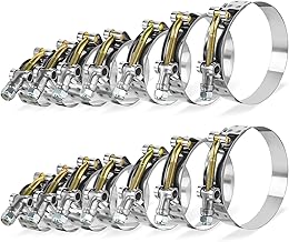 BILITOOLS T-Bolt Hose Clamp Set, 14PCS Heavy-Duty Turbo Intake Radiator Hose Clamps, 304 Stainless Steel, Sizes 1" (32-37mm) to 3" (83-91mm)