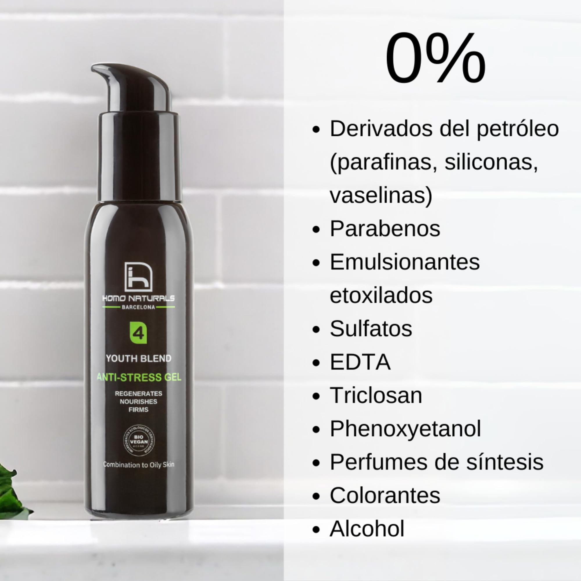 Homo Naturals Gel antiarrugas hombre Natural - Hidratante facial hombre ácido hialuronico y Bakuchiol - Crema cara hombres - Crema antiedad - Tratamiento facial ideal piel grasa - 100 ml (Gel)