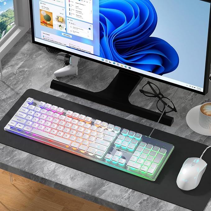 Teclado Gamer GK970 Camiysn Blanco USB RGB 104 Teclas miniatura 7