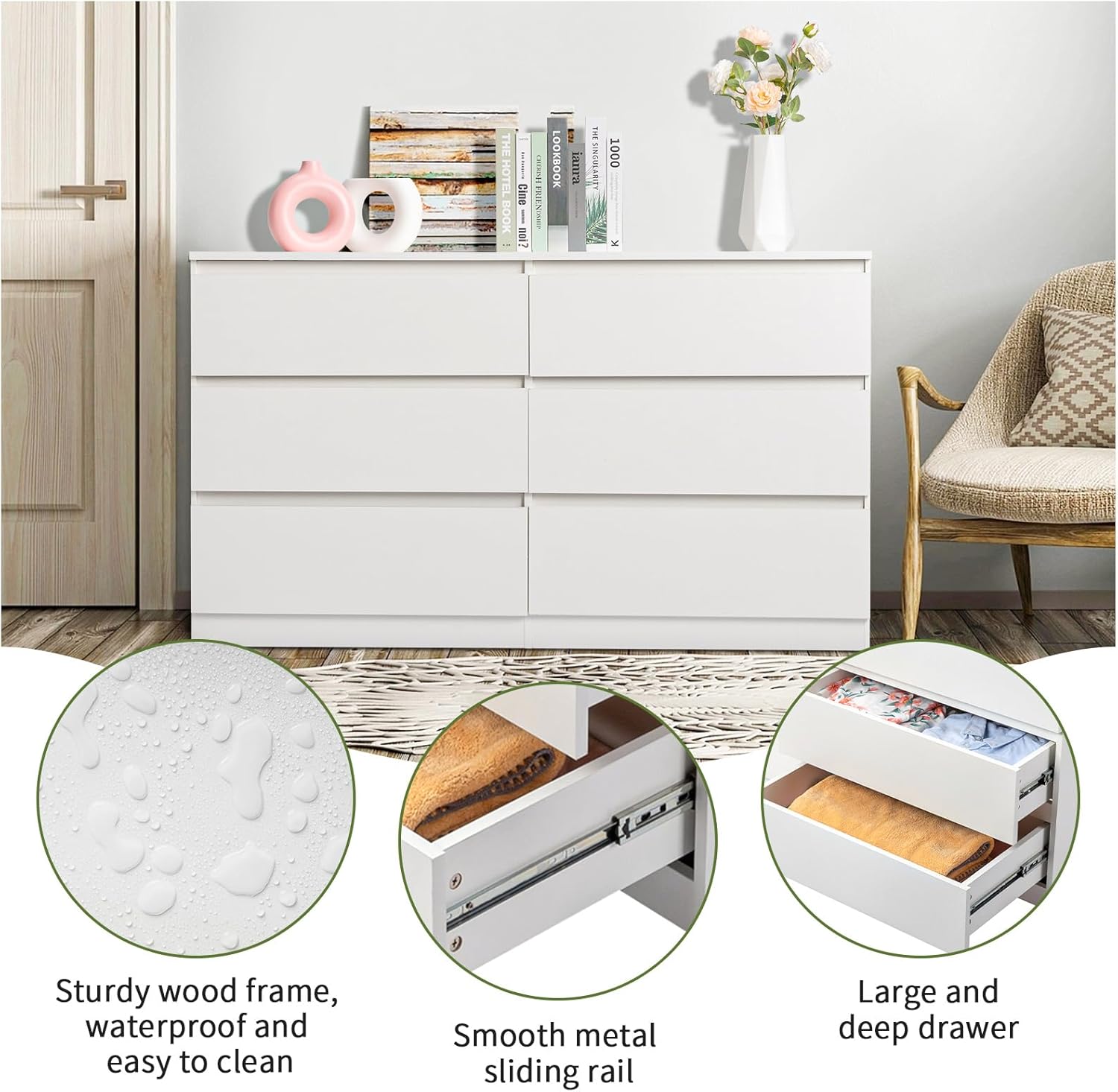 White Nursery Dresser with Soft Close Drawers