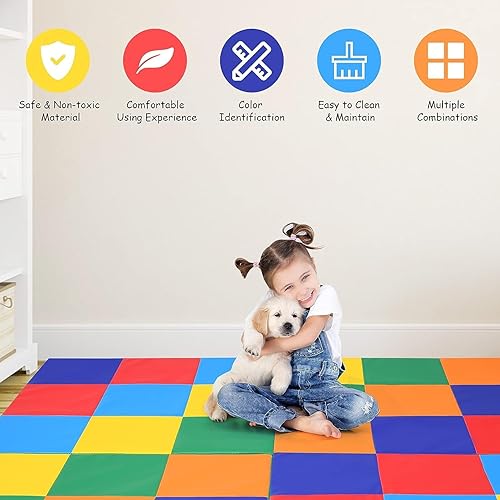 Miniatura 2 de Fireflowery - Tapetes de juego para bebé, tapete impermeable y para el tiempo boca abajo, tapete de juego extragrande de 58 x 58 pulgadas para
