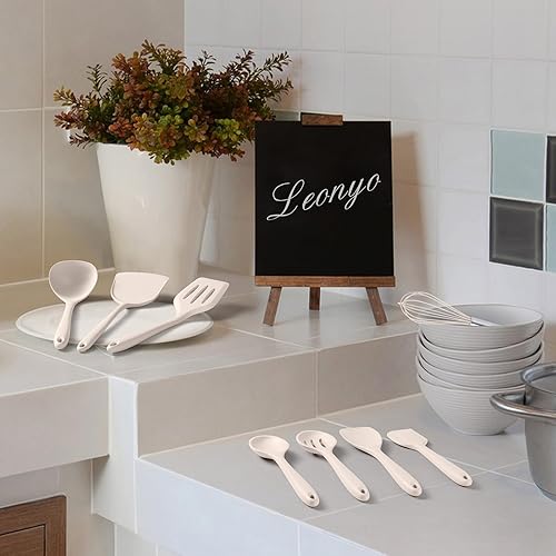 Miniatura 7 de Leonyo - Juego de 10 utensilios de cocina de silicona para cocinar, herramienta de cocina de silicona resistente al calor de 446 F con espátula